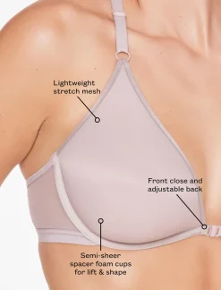 Bare Mesh Front Close Racerback Bra