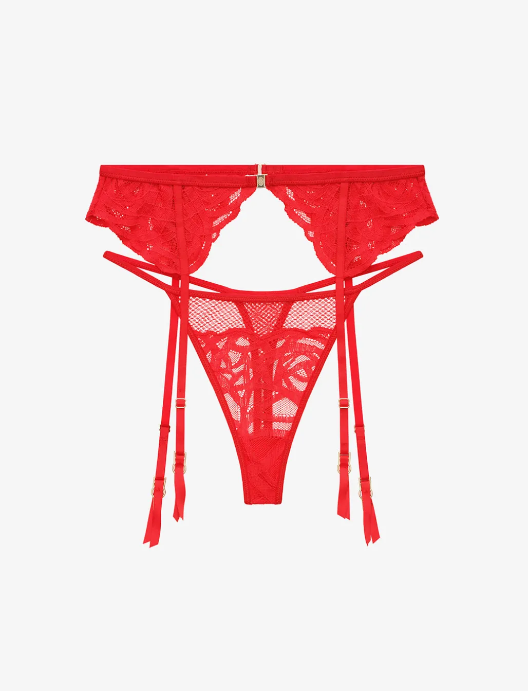 Rose Lace Thong & Garter Set
